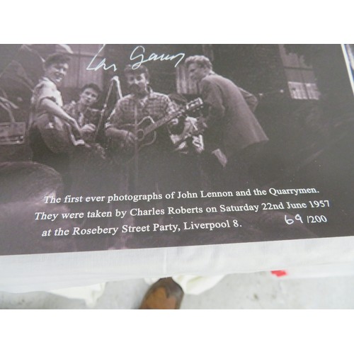 110 - A signed reproduction of the original Quarrymen poster signed by Colin Hanton, Len Garry, Rod Davis ... 