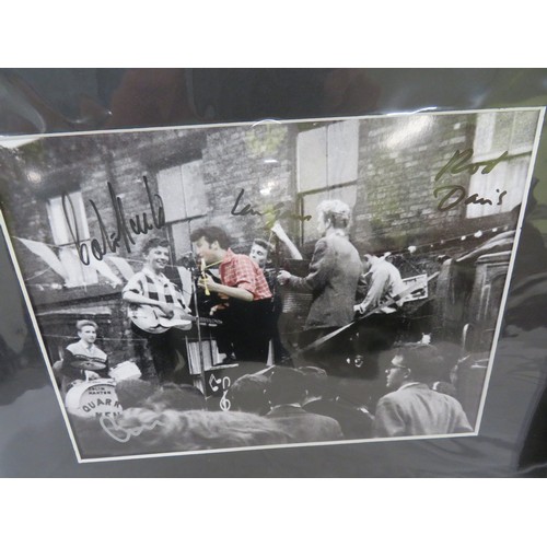 111 - Two signed photographs of the Quarrymen both with John Lennon's shirt coloured in red both signed by... 