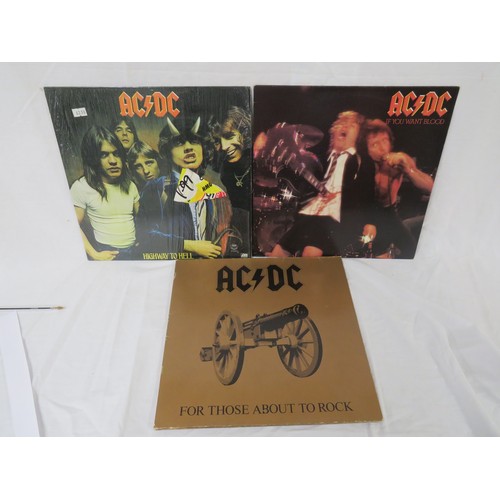 126 - Three AC/DC LPs - Highway to Hell (SD19244), If You Want Blood (K50532) and For Those About to Rock ... 