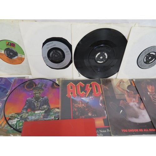 248 - Good collection of singles mostly Rock and Metal including Iron Maiden picture and coloured discs, A... 