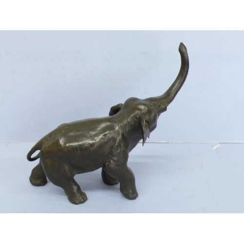 12 - Late 19thC Japanese black patinated bronze Asian elephant, length 11ins, height 9ins