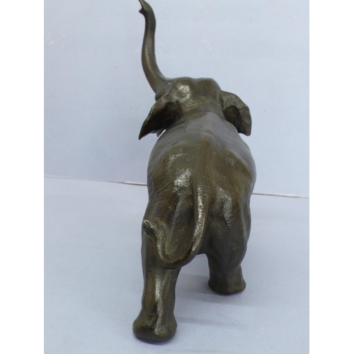 12 - Late 19thC Japanese black patinated bronze Asian elephant, length 11ins, height 9ins