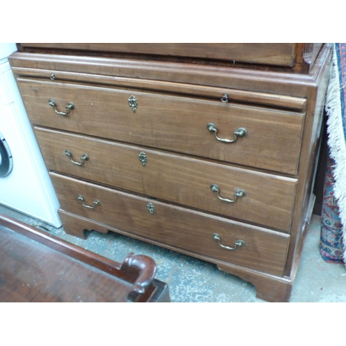 120 - George III mahogany chest on chest with brass swing handles and brushing slide, width 43ins height 6... 