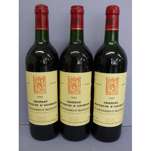 142 - A case of twelve bottles plus one 1990 Chateau Macquin St Georges, ullage top of shoulders