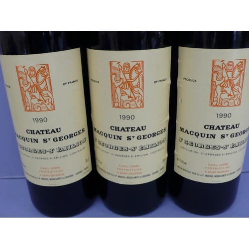 142 - A case of twelve bottles plus one 1990 Chateau Macquin St Georges, ullage top of shoulders