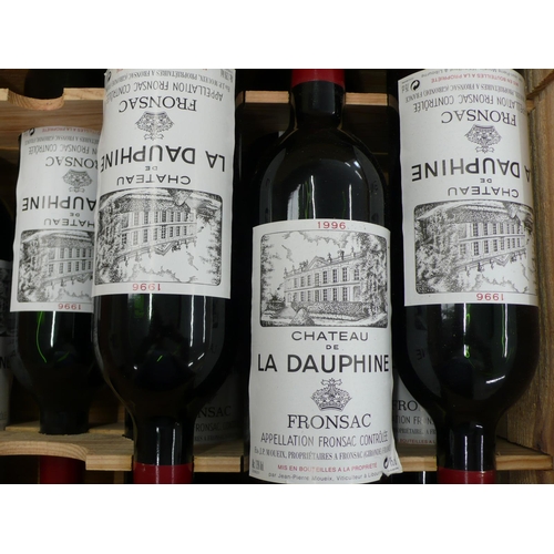 143 - Nine bottles 1996 Chateau de La Dauphine, ullage little/none