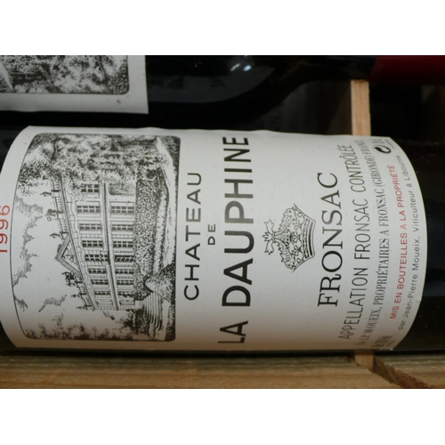 143 - Nine bottles 1996 Chateau de La Dauphine, ullage little/none