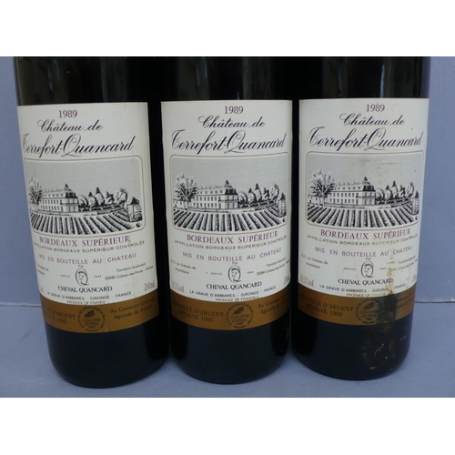 146 - Seven bottles 1989 Chateau de Terrefort-Quancard, ullage top of shoulder