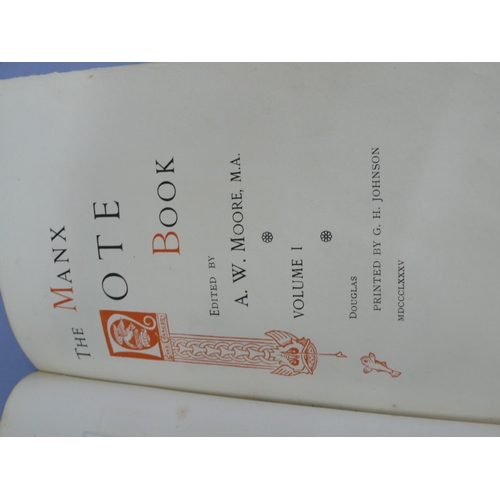 15 - A.W. Moore, The Manx Notebook in three volumes bound in vellum and ink paper, printed by G.H. Johnso... 