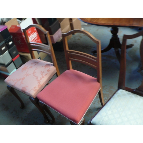 156 - Five antique mahogany and two 1930s dining chairs with upholstered seats, seven chairs in all