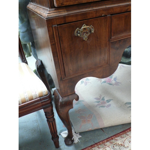 171 - Mahogany chest on stand in the George II style with brass swing handles, consisting of two short and... 