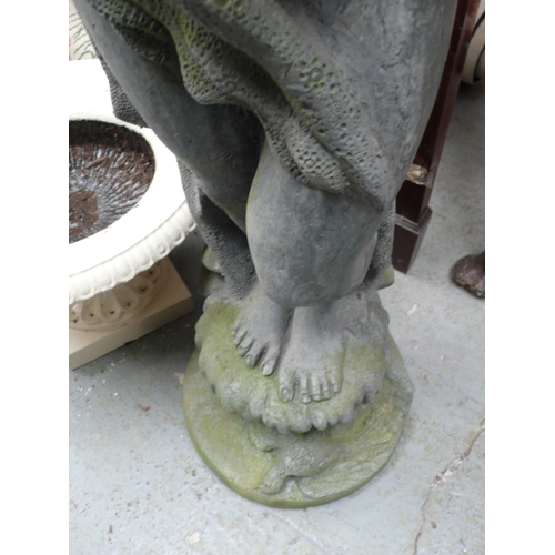 183 - Lead figure of a child holding a net - height 42 ins approx