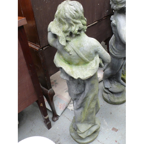 183 - Lead figure of a child holding a net - height 42 ins approx