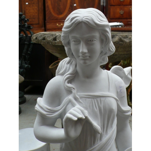 198 - An Italian white Carrara marble female figure of the artist - height 32 ins approx