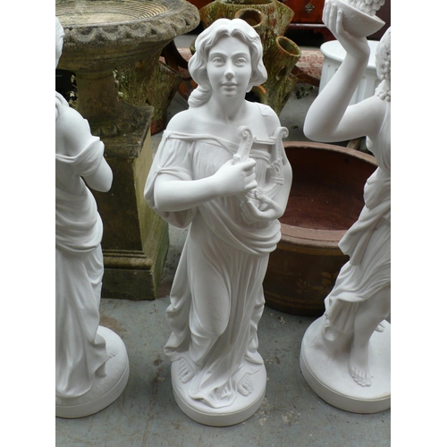 199 - White Carrara marble female figure of the musician - height 32 ins approx