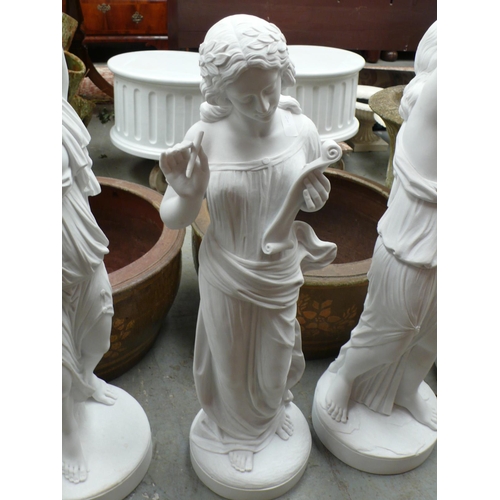 201 - A white Carrara female figure of the Scribe - height 32 in approx