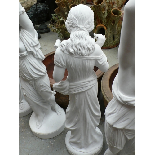 201 - A white Carrara female figure of the Scribe - height 32 in approx