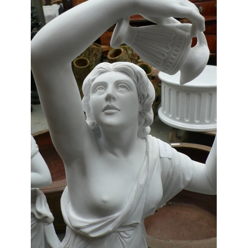 202 - A white Carrara female figure of the falconer - height 35 ins approx