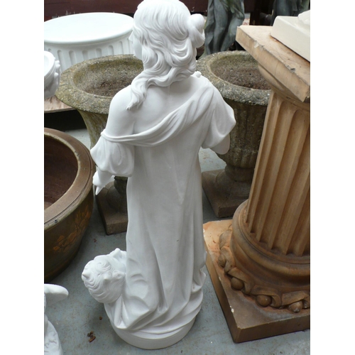 203 - A white Carrara marble figure of a stone mason - height 32 ins approx