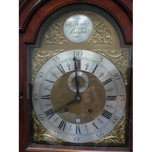 227 - Good quality 18thC mahogany eight day long case clock with silvered chapter rings, ormolu spandrels,... 