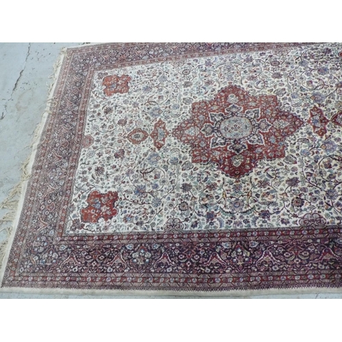 234 - Fine hand woven Persian carpet with eight borders, central medallion, floral decoration in mainly re... 