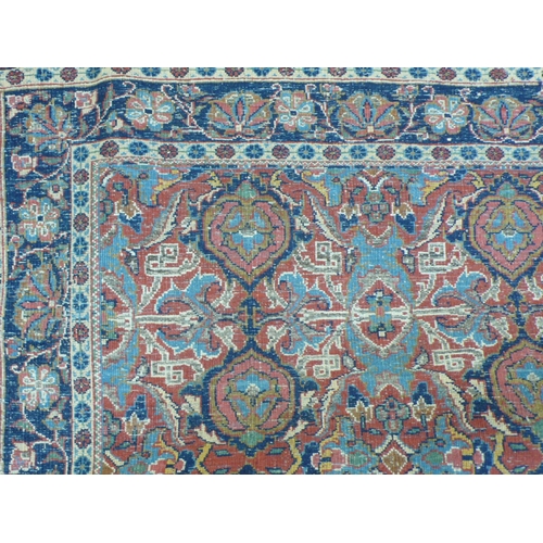 238 - Middle Eastern handmade wool carpet with floral designs in multicoloured wools, 49x91ins