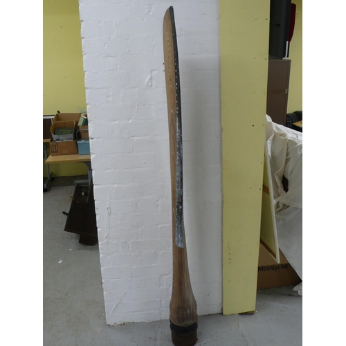 241 - WWII rotol probably Bristol engine variable pitch pine aircraft propeller with brass leading edge, t... 