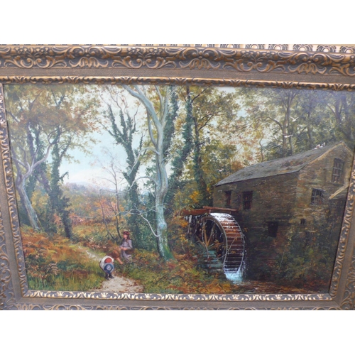 244 - John Holland (1857-1920) British, Blackberrying by a Manx Mill, oil on canvas, signed, 20x30ins