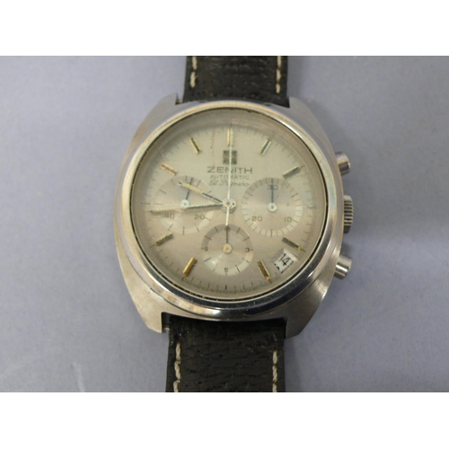 247 - 1970s Gents Zenith El Primero Automatic steel cased chronograph wristwatch with date apeture, 31 jew... 