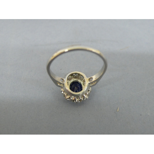 31 - Platinum oval sapphire and diamond ring, sapphire 1.5cts, size N