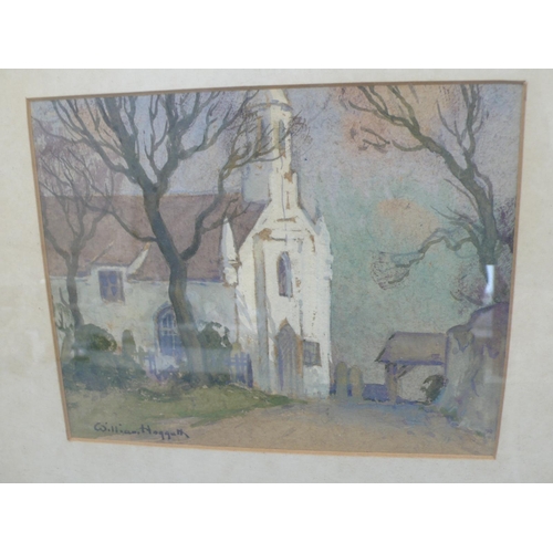 36 - William Hoggatt, Manx Church, watercolour, signed, 6x8ins