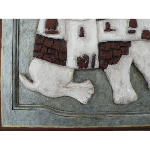 41 - Eileen Schaer, The Dog House, acrylic and mixed media on board, signed, 18x24ins including frame