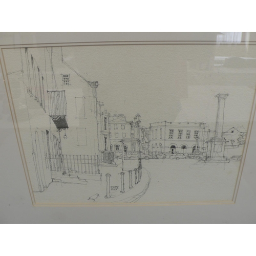 48 - Norman Sayle, Castletown Square, pencil sketch, signed & dated 2003, 11.5x15ins