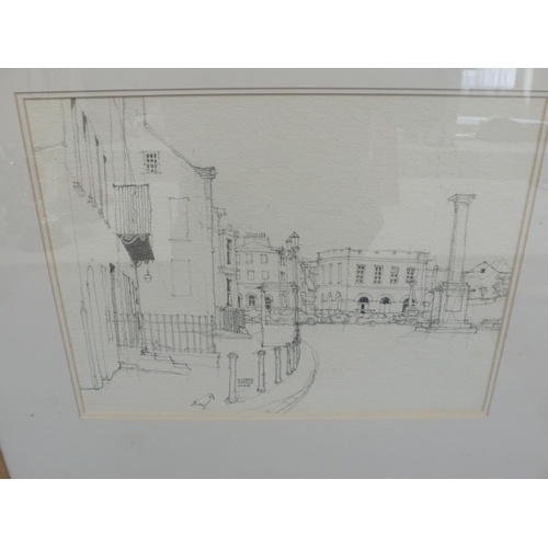 48 - Norman Sayle, Castletown Square, pencil sketch, signed & dated 2003, 11.5x15ins