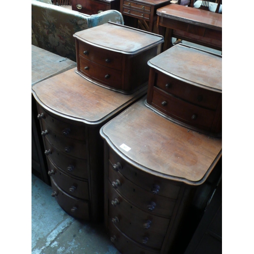 67 - A pair of Victorian mahogany bow fronted drawers with knob handles