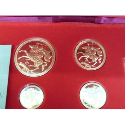 300 - Isle of Man 1979 visit of Queen Elizabeth II in Millennium year 22 ct. gold proof four coin plus ing... 