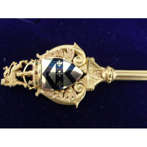 306 - The only 18 ct. Gold Key used by His Excellency Spencer Walpole to open the gate at the entrance of ... 