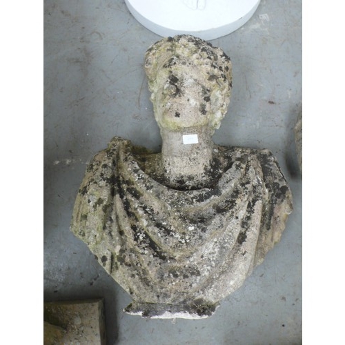 214 - Antique carved stone head and shoulders bust of a Roman Emperor -height 26 ins approx