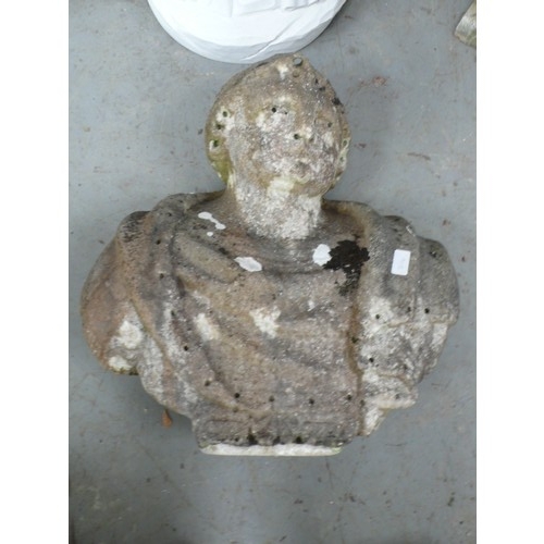 216 - Antique carved stone head an shoulders bust of a Roman Emperor - height 22 ins approx