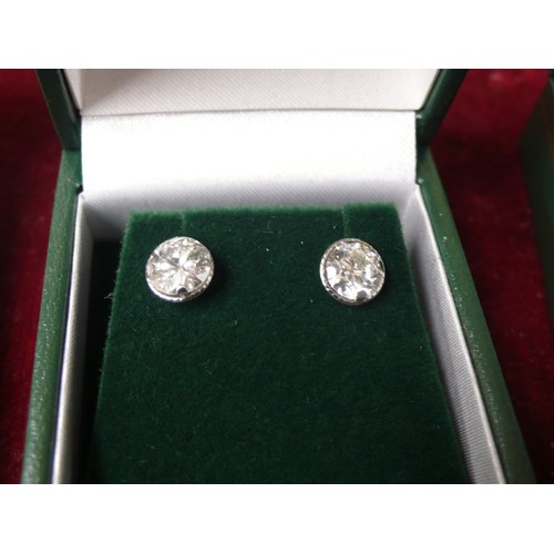 50A - Diamond stud earrings set in white gold, total 2cts diamonds