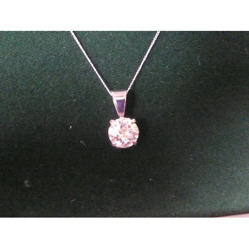 50B - Diamond pendant set in 9ct white gold with a white gold chain, diamond 1ct approx