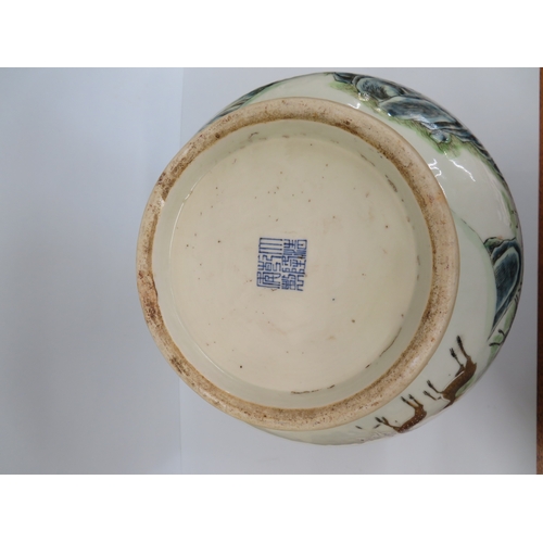 112 - Late 19thC Chinese Famille Rose 'Hundred Deer' porcelain vase with decoration of deer frolicking in ... 