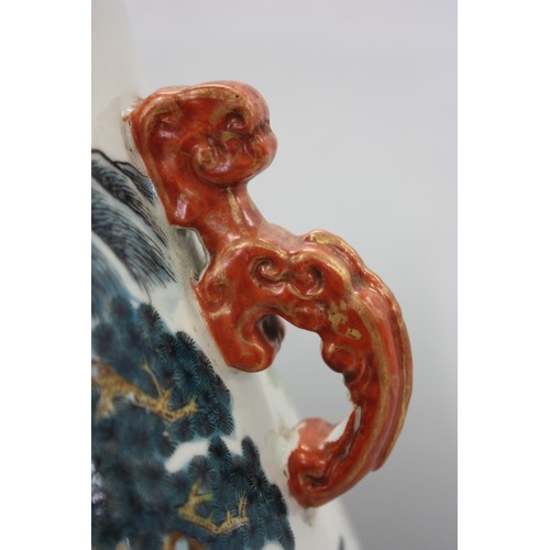 112 - Late 19thC Chinese Famille Rose 'Hundred Deer' porcelain vase with decoration of deer frolicking in ... 