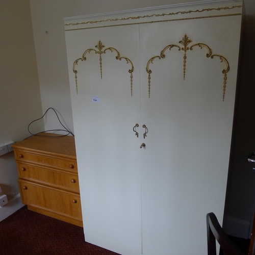 104 - A quantity of misc general bedroom furniture including; wardrobe, 3 chests of drawers, a single bed ... 