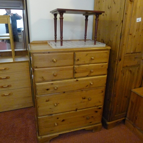 159 - A quantity of misc general bedroom furniture including; pine wardrobe, pine and other various chests... 