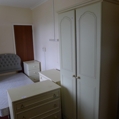 2 - a quantity of miscellaneous bedroom furniture including; wardrobe,  chest of drawers, single bed and... 