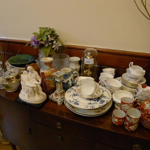 213 - A large quantity of misc decorative tea ware, coffee ware, ornaments, vases, jugs and glassware etc ... 