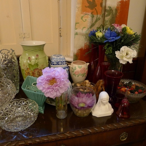 213 - A large quantity of misc decorative tea ware, coffee ware, ornaments, vases, jugs and glassware etc ... 