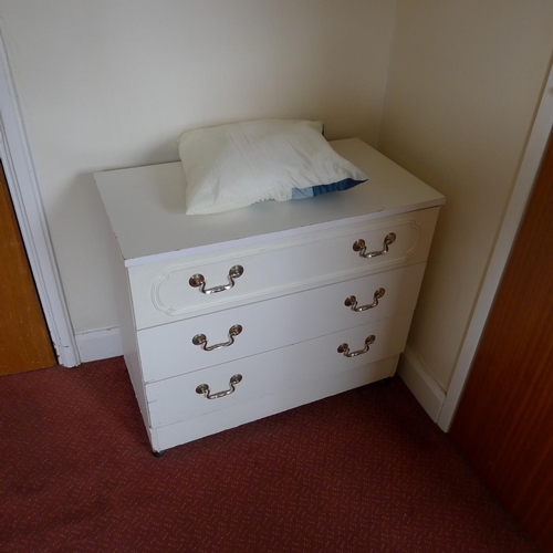 25 - A single bed with mattress, wardrobe and 2 chests of drawers (located in room 8)