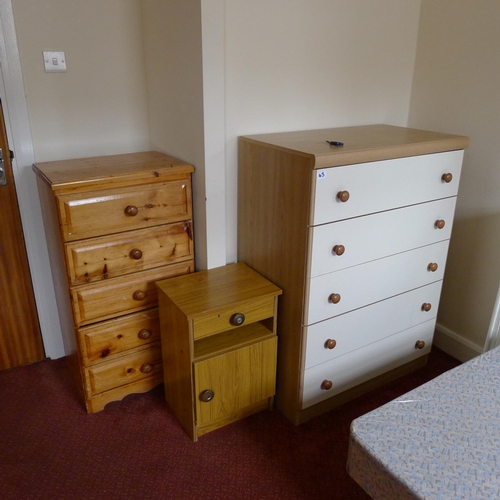 43 - A quantity of misc general bedroom furniture including; three tapestry upholstered easy chairs, a re... 